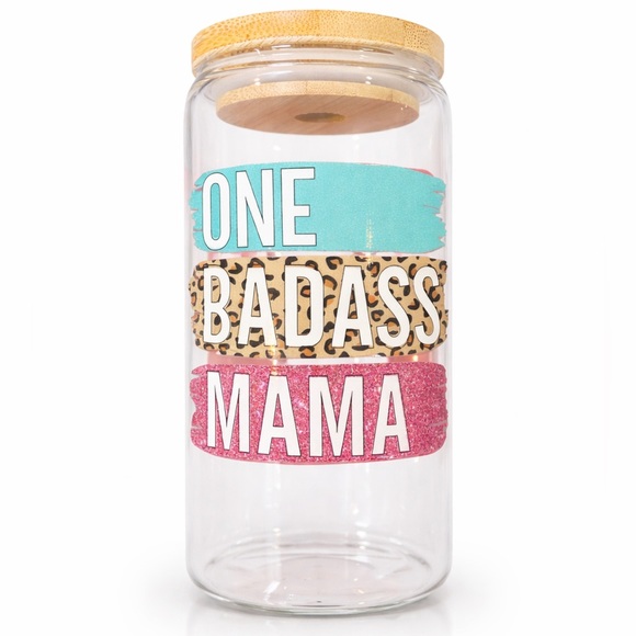 Handmade Other - 🔥 Badass Mama Tumbler | 16oz Glass + Bamboo Lid & Straw 🔥